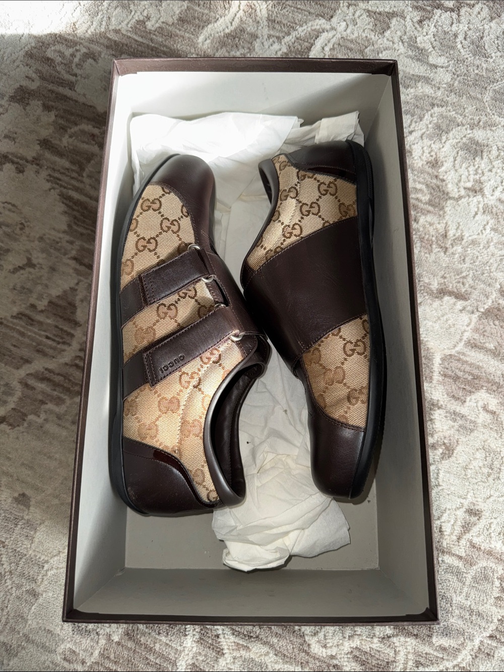 Gucci Brown & Beige GG Monogram Slip-On Sneakers
